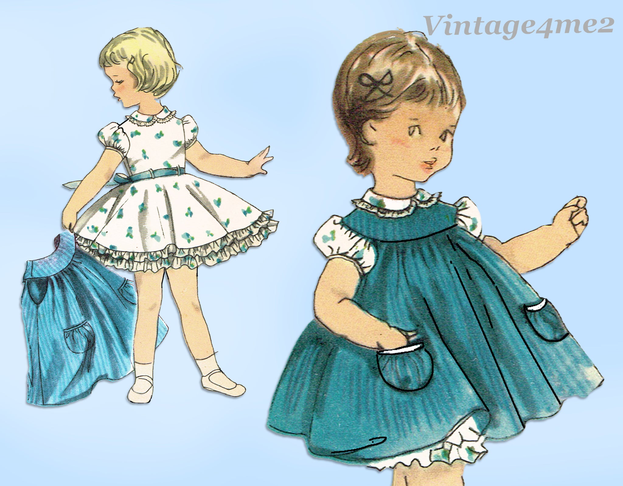 Baby Dress painting PAIR 2 original watercolor toddler by 4WitsEnd |  Watercolor girl, Dress painting, Baby painting